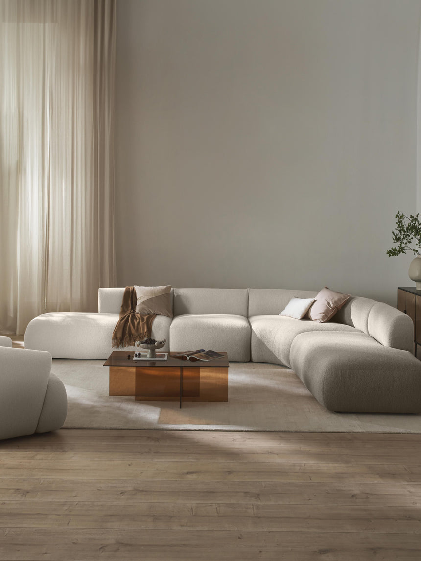 Modern Ultra Köşe Koltuk Kırık Beyaz Bukle