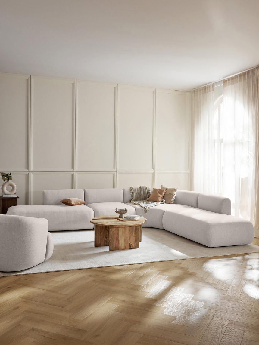 Modern Ultra Köşe Koltuk Kırık Beyaz Dokuma Kumaş