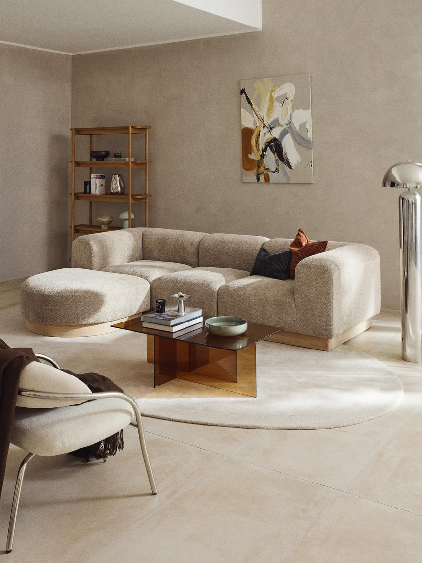 Moka Köşe Koltuk Bej Teddy Açık Kayın