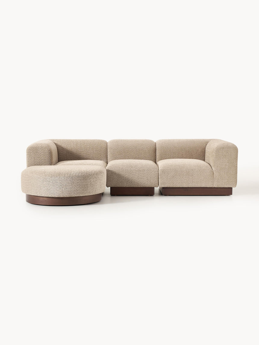 Moka Köşe Koltuk Bej Teddy Koyu Kayın