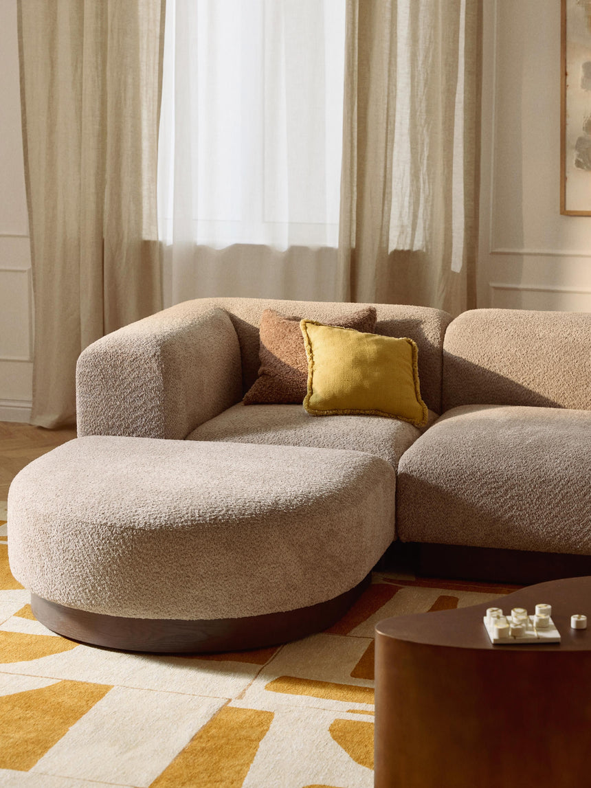 Moka Köşe Koltuk Bej Teddy Koyu Kayın