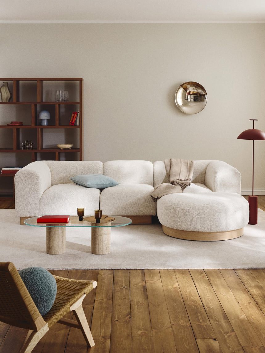 Moka Köşe Koltuk Kırık Beyaz Teddy Açık Kayın