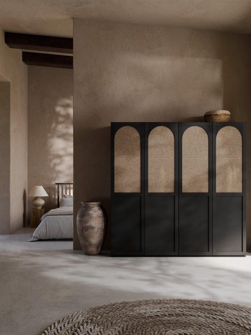 Mon Dört Kapılı Modül Gardırop Siyah