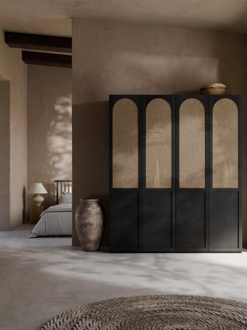 Mon Dört Kapılı Modül Gardırop Siyah