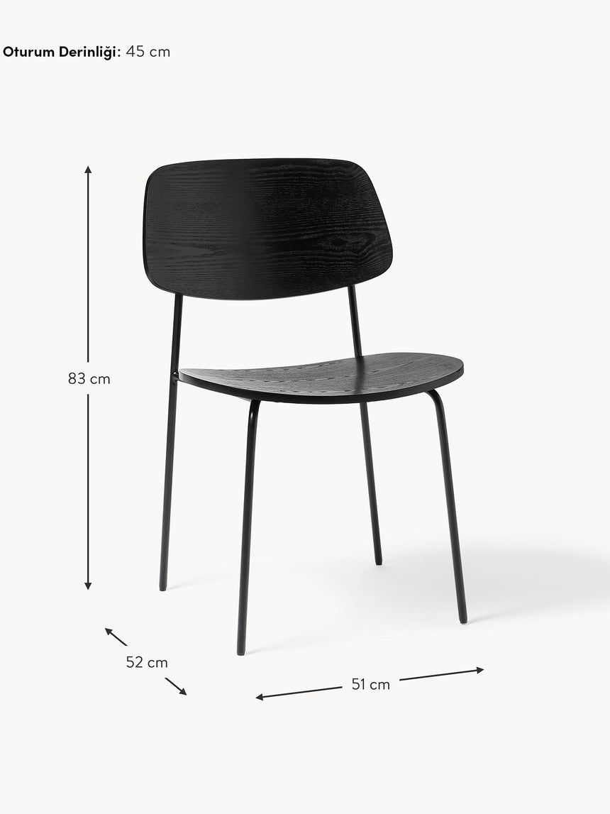 Omada Ahşap Sandalye Siyah