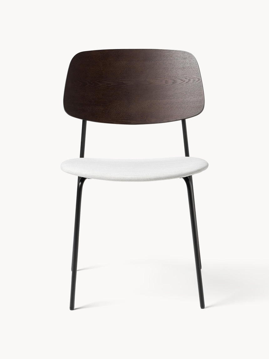 Omada Kırık Beyaz Keten Kumaş Döşemeli Ahşap Sandalye Ceviz