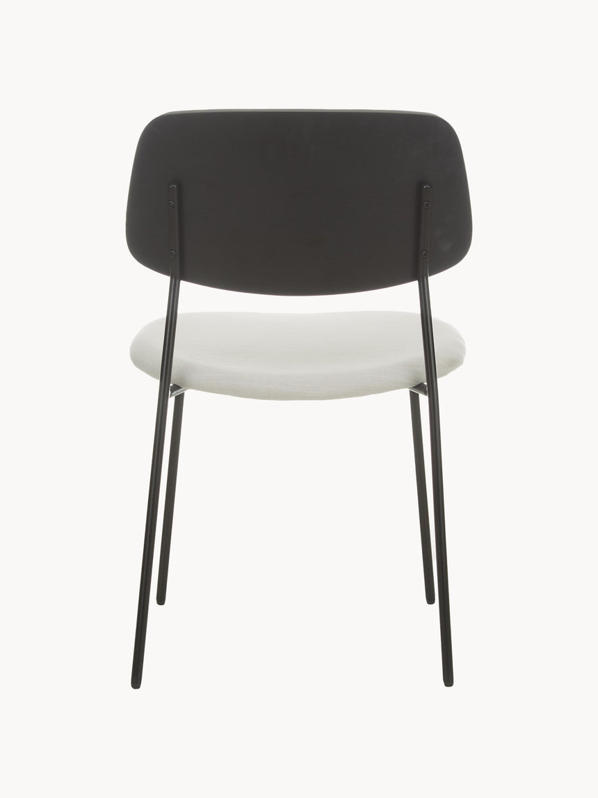 Omada Kırık Beyaz Keten Kumaş Döşemeli Ahşap Sandalye Siyah