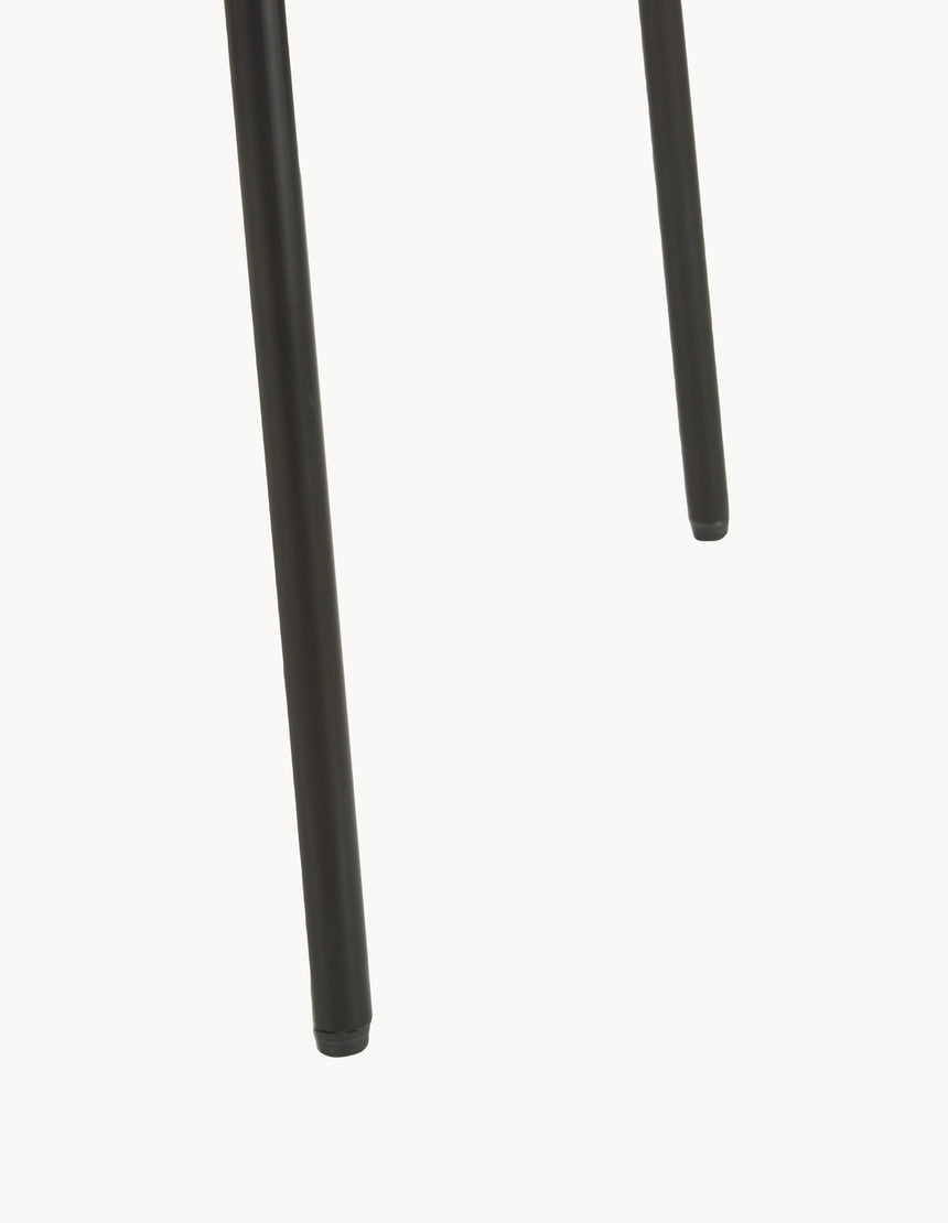 Omada Kırık Beyaz Keten Kumaş Döşemeli Ahşap Sandalye Siyah