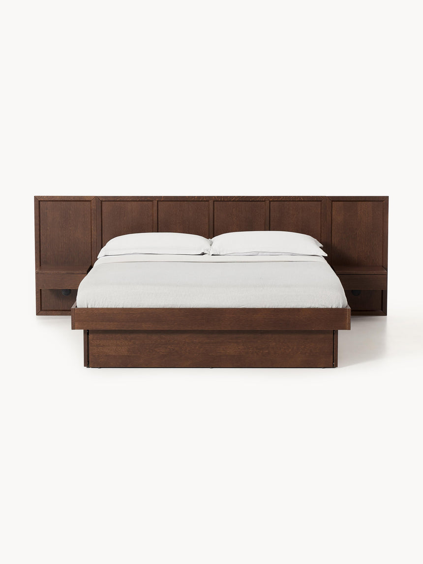 Otel Çift Kişilik Ahşap Karyola Ceviz