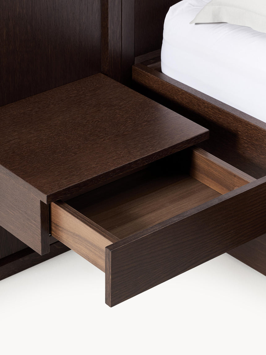 Otel Çift Kişilik Ahşap Karyola Ceviz