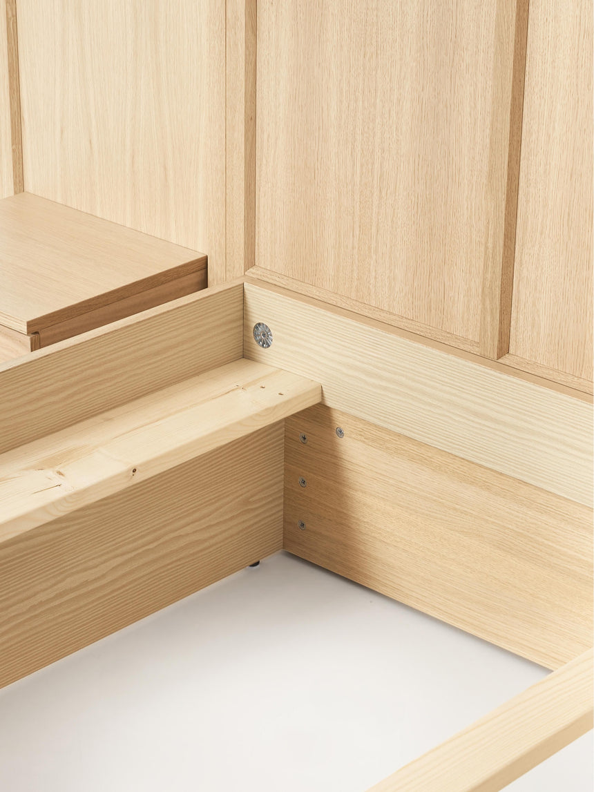 Otel Çift Kişilik Ahşap Karyola Meşe