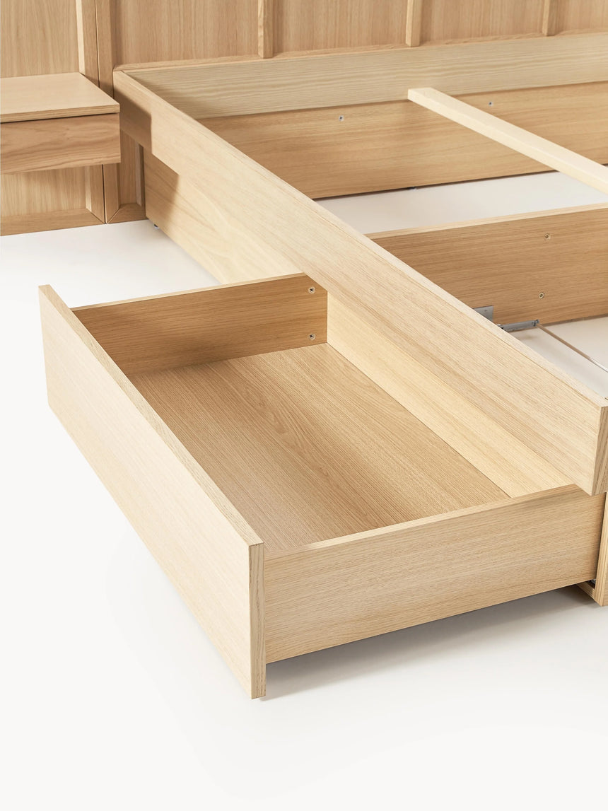 Otel Çift Kişilik Ahşap Karyola Meşe