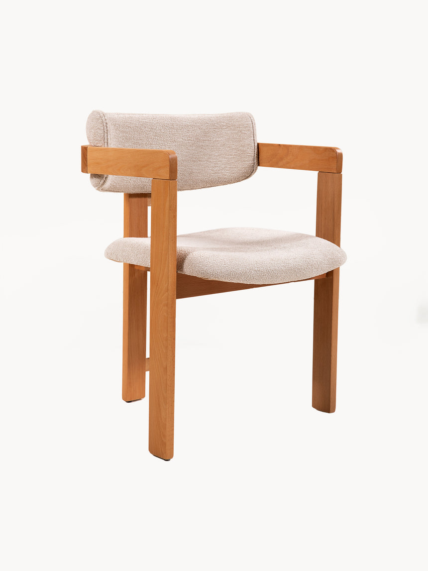 Pena Yuvarlak Yemek Masası Meşe Meşe + Pena Sandalye Krem Meşe