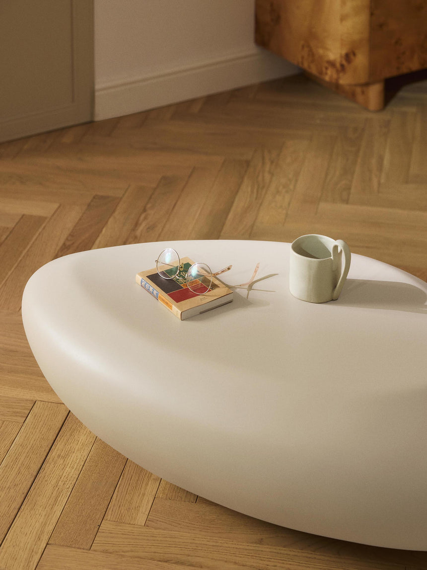 Pika Organik Form Ahşap Orta Sehpa Mat Bej 100 cm