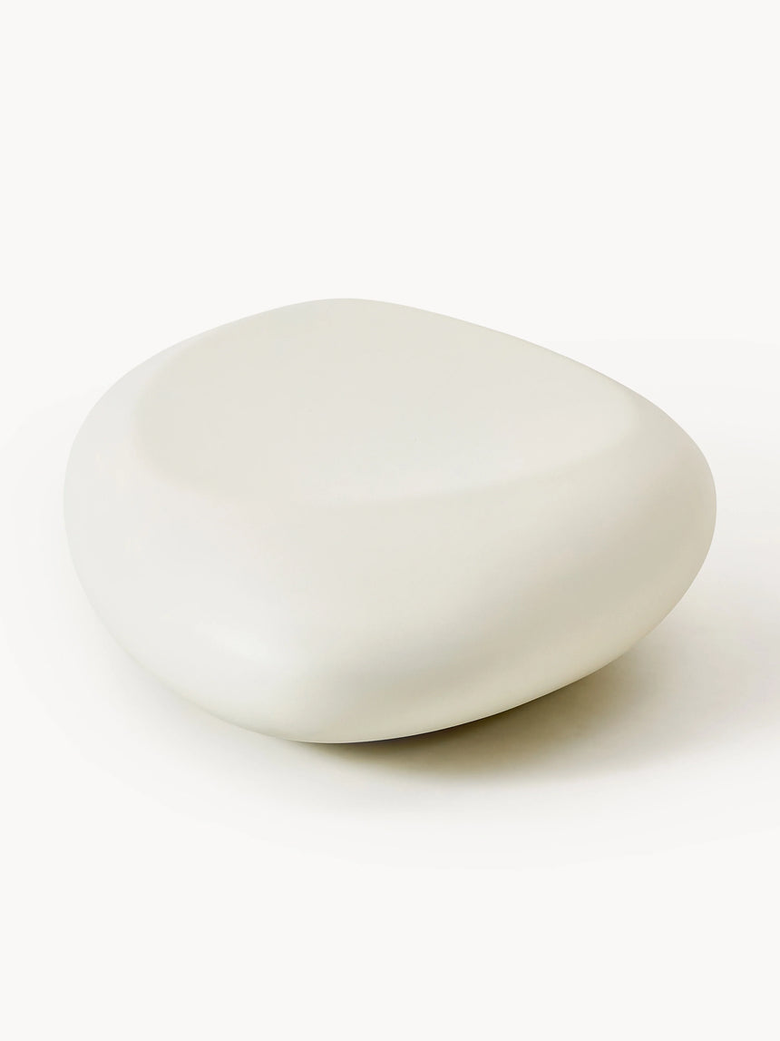 Pika Organik Form Ahşap Orta Sehpa Mat Kırık Beyaz 135 cm