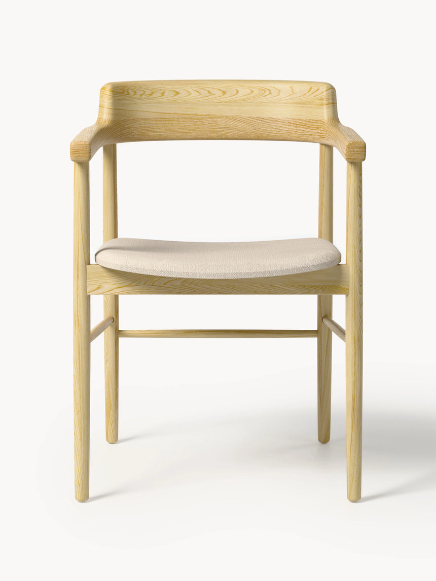 Pira Bej Minderli Ahşap Sandalye Meşe