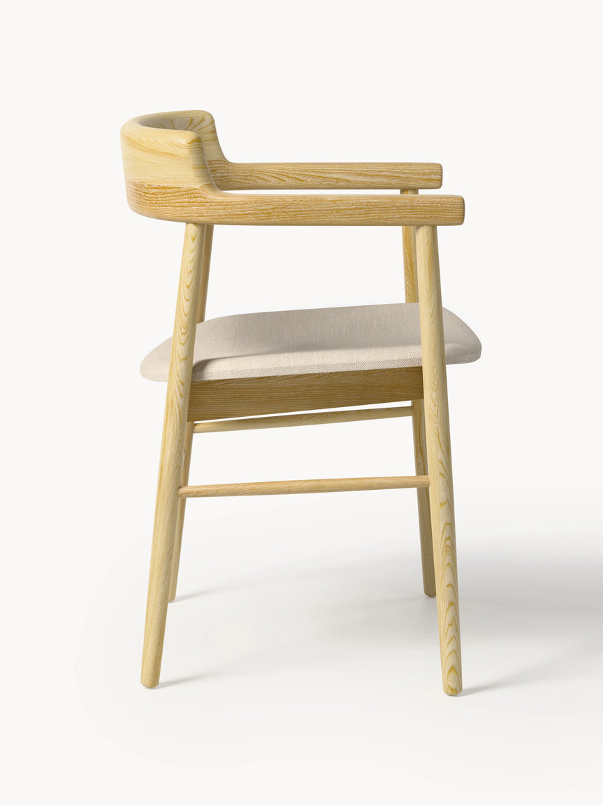 Pira Bej Minderli Ahşap Sandalye Meşe