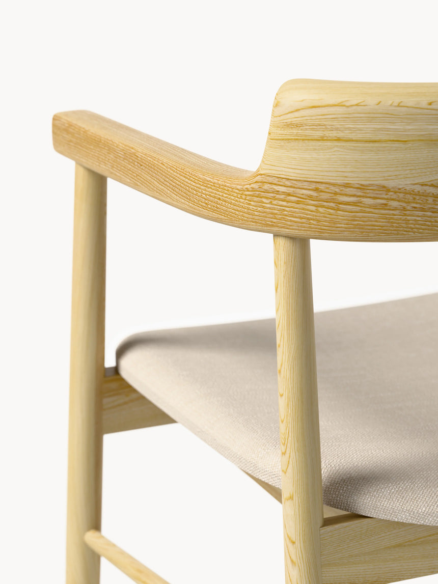 Pira Bej Minderli Ahşap Sandalye Meşe