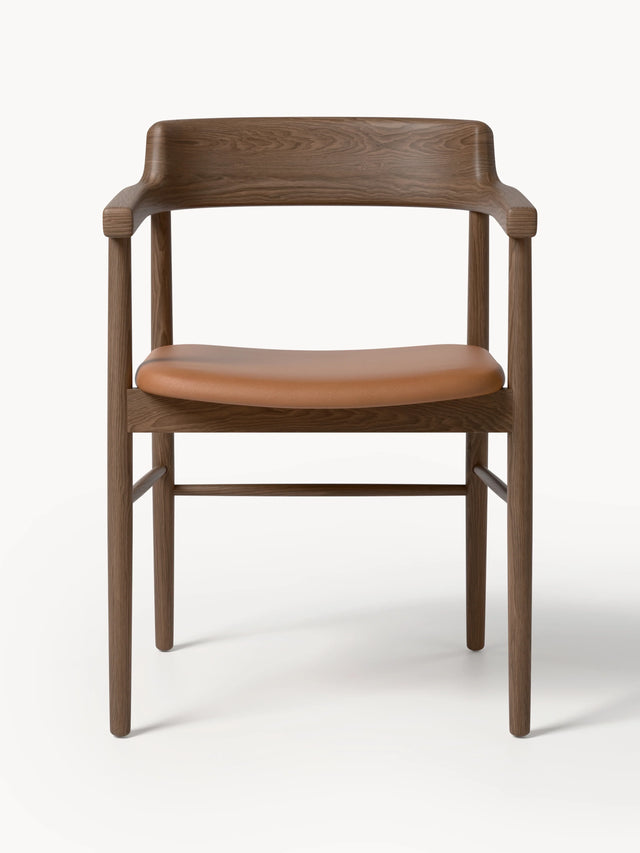 Pira Kahve Deri Minderli Ahşap Sandalye Ceviz