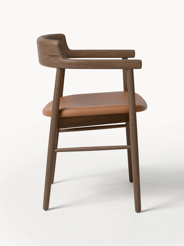 Pira Kahve Deri Minderli Ahşap Sandalye Ceviz