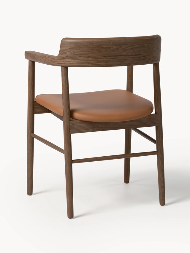 Pira Kahve Deri Minderli Ahşap Sandalye Ceviz