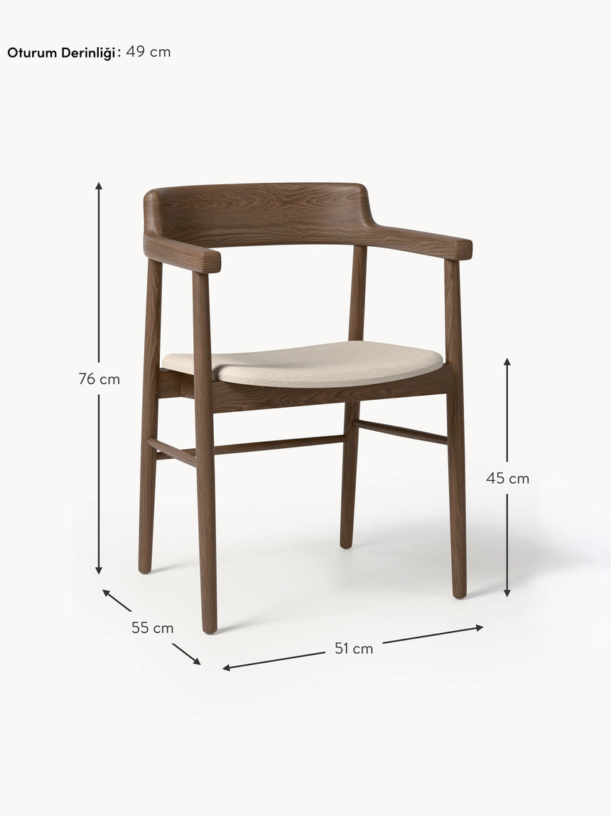 Pira Kahve Minderli Ahşap Sandalye Ceviz