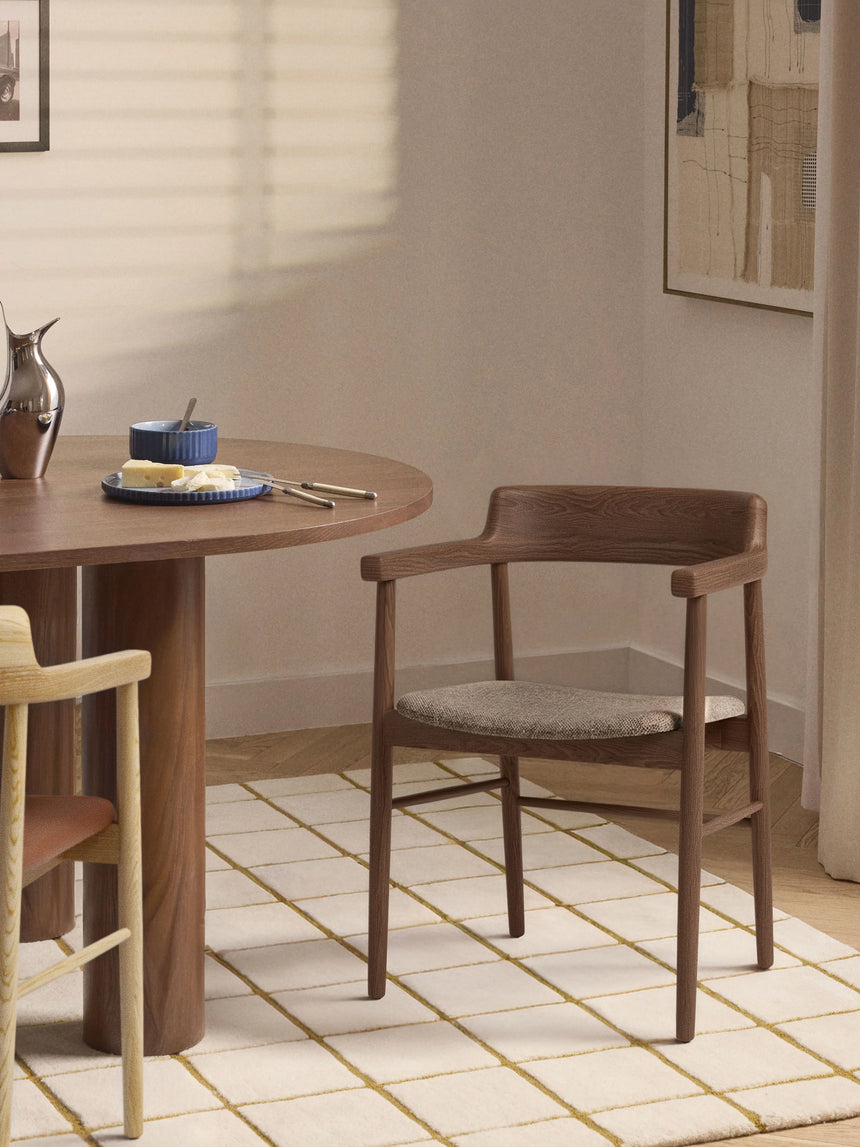 Pira Kahve Minderli Ahşap Sandalye Ceviz