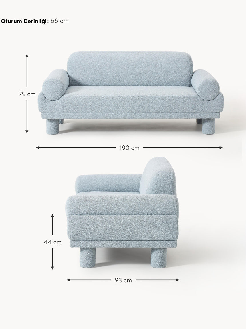 Polo İkili Koltuk Açık Mavi Bukle