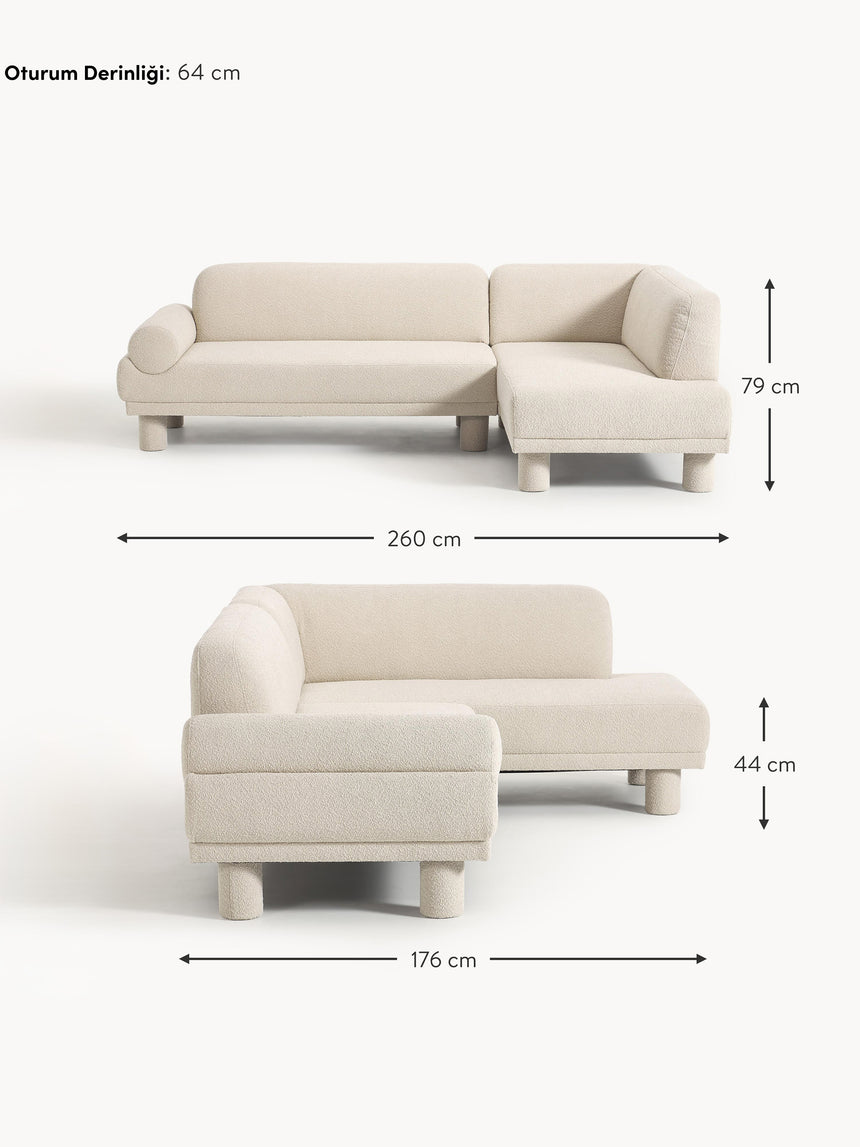 Polo Köşe Koltuk Açık Bej Bukle