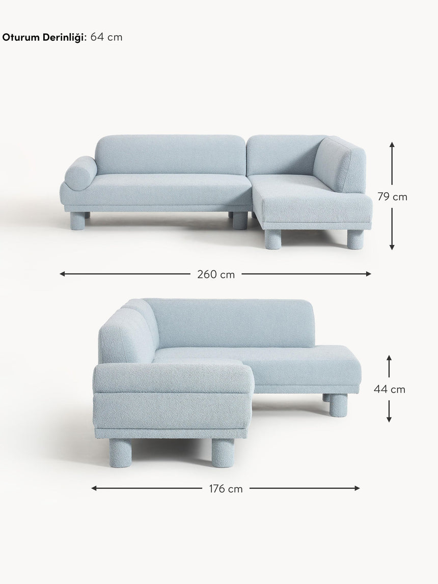 Polo Köşe Koltuk Açık Mavi Bukle