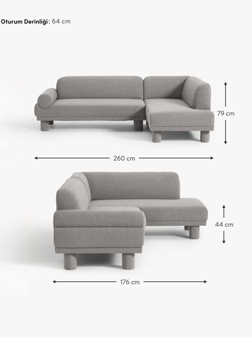 Polo Köşe Koltuk Gri Bukle