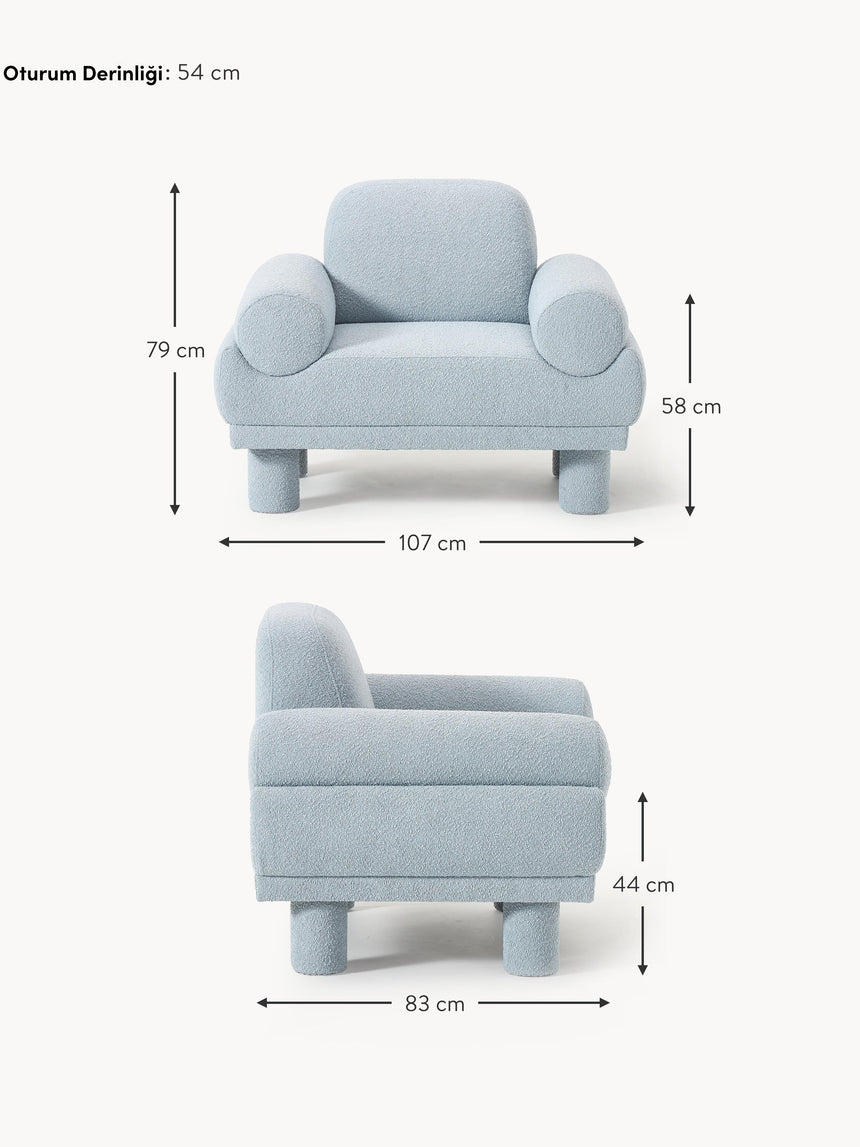 Polo Tekli Koltuk Açık Mavi Bukle