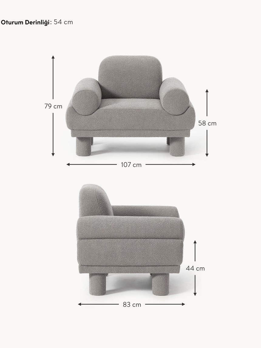 Polo Tekli Koltuk Gri Bukle