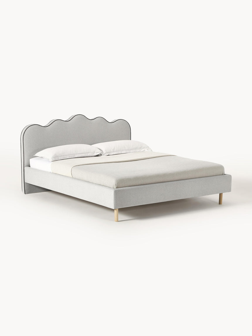 Polyana Çift Kişilik Karyola Açık Gri