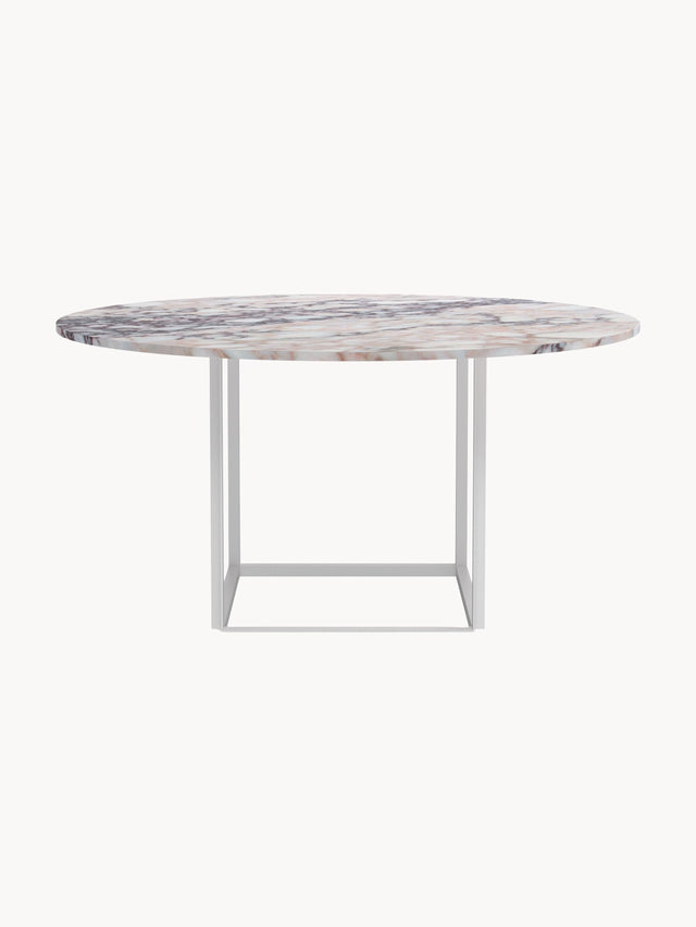 Porse Yuvarlak Beyaz Mermer Tablalı Yemek Masası