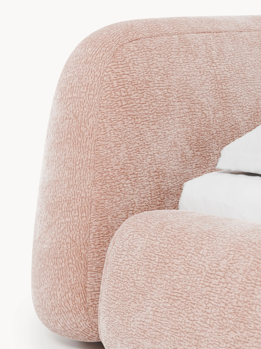 Prag Çift Kişilik Karyola Açık Pembe Dokuma Kadife