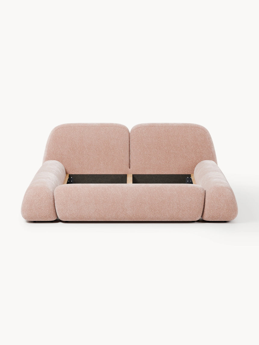 Prag Çift Kişilik Karyola Açık Pembe Dokuma Kadife