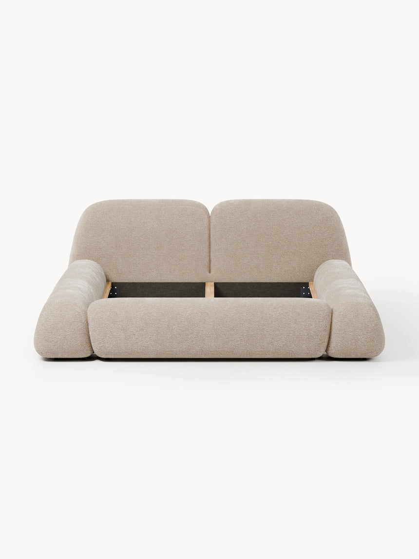 Prag Çift Kişilik Karyola Bej Dokuma Kadife