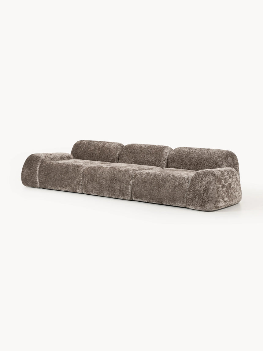 Prag Dörtlü Koltuk Boz Kahverengi Teddy