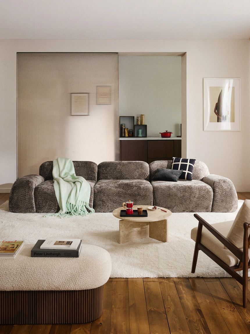 Prag Dörtlü Koltuk Boz Kahverengi Teddy