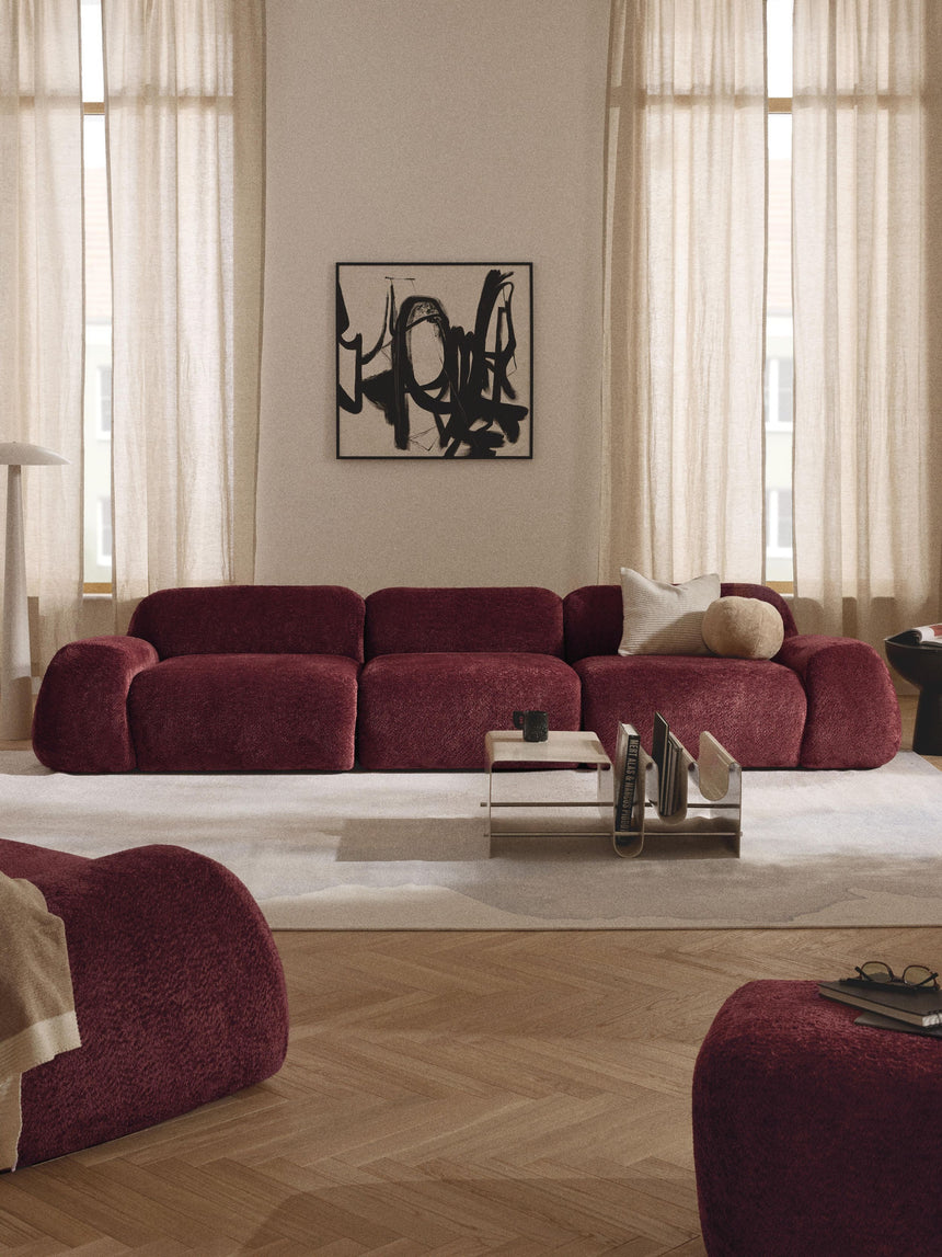 Prag Dörtlü Koltuk Şarap Kırmızısı Teddy