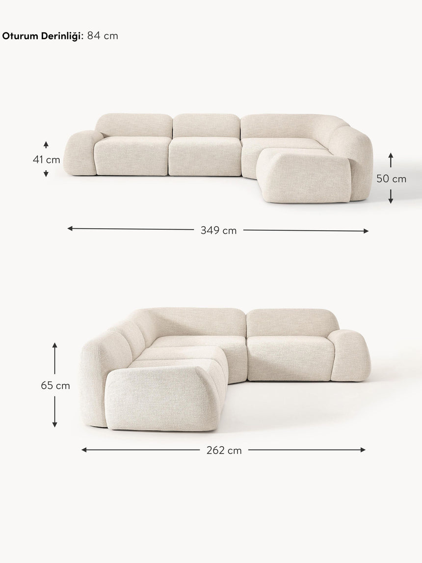 Prag Köşe Koltuk Açık Bej Bukle