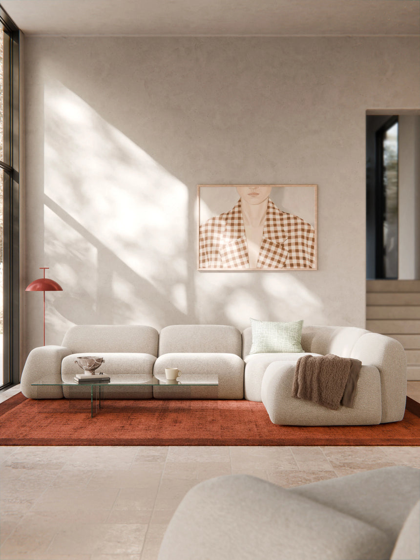 Prag Köşe Koltuk Açık Bej Dokuma Kadife