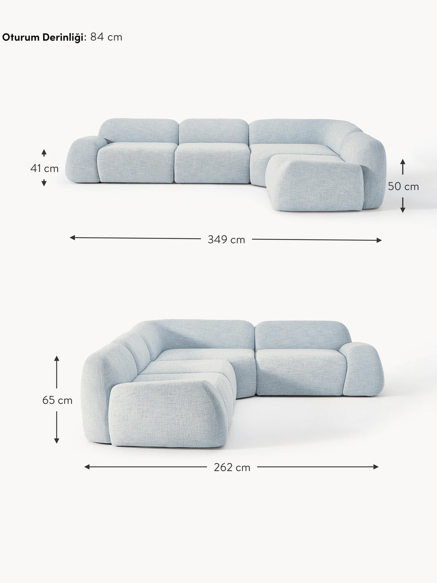 Prag Köşe Koltuk Açık Mavi Bukle