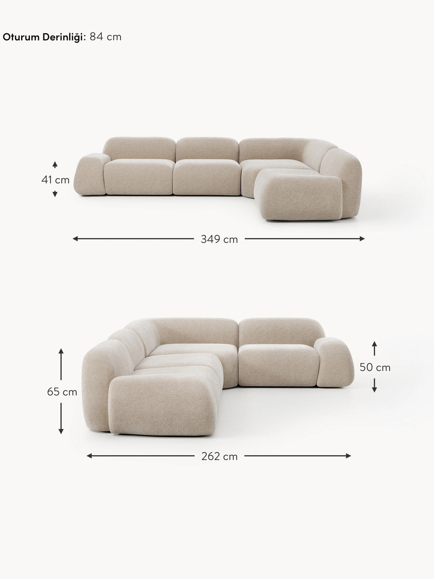 Prag Köşe Koltuk Bej Dokuma Kadife