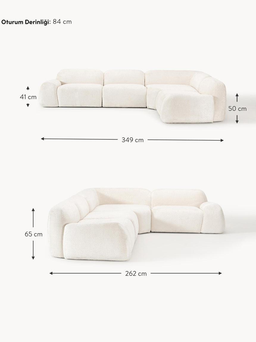Prag Köşe Koltuk Kırık Beyaz Teddy