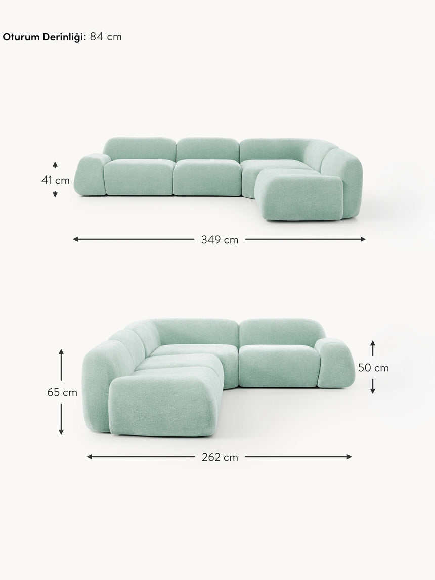 Prag Köşe Koltuk Mint Yeşili Dokuma Kadife