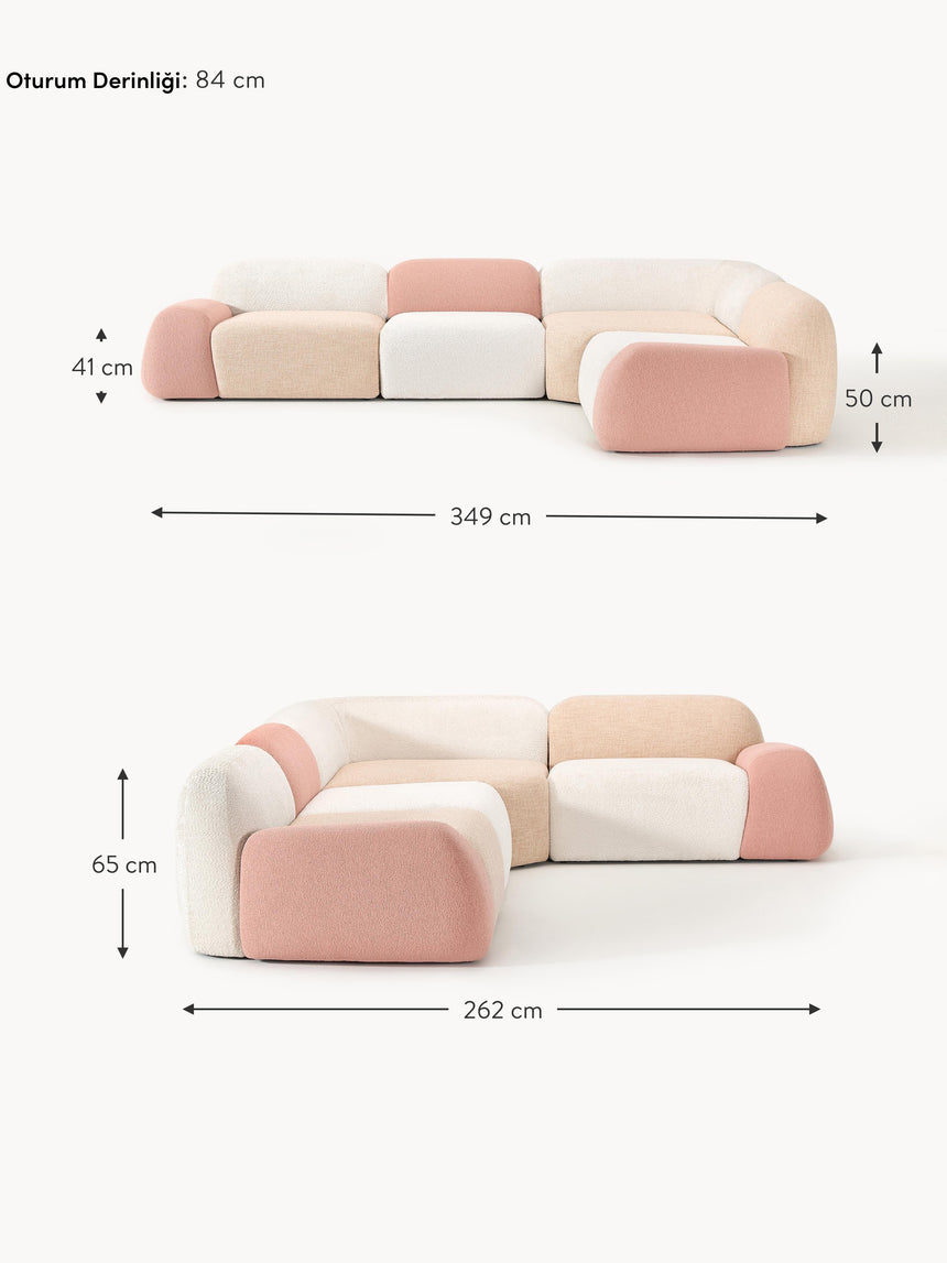 Prag Köşe Koltuk Renkli Teddy Bukle