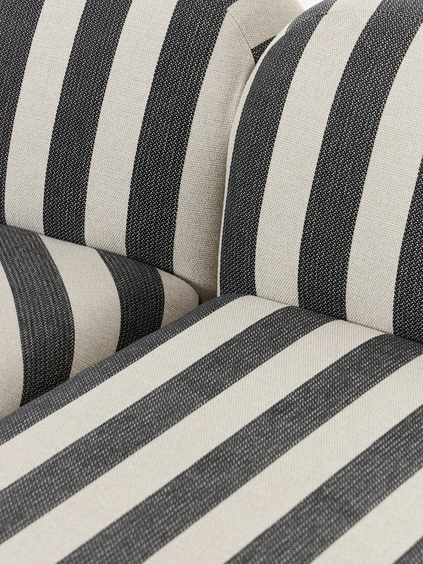 Prag Köşe Koltuk Siyah Beyaz Çizgili Keten