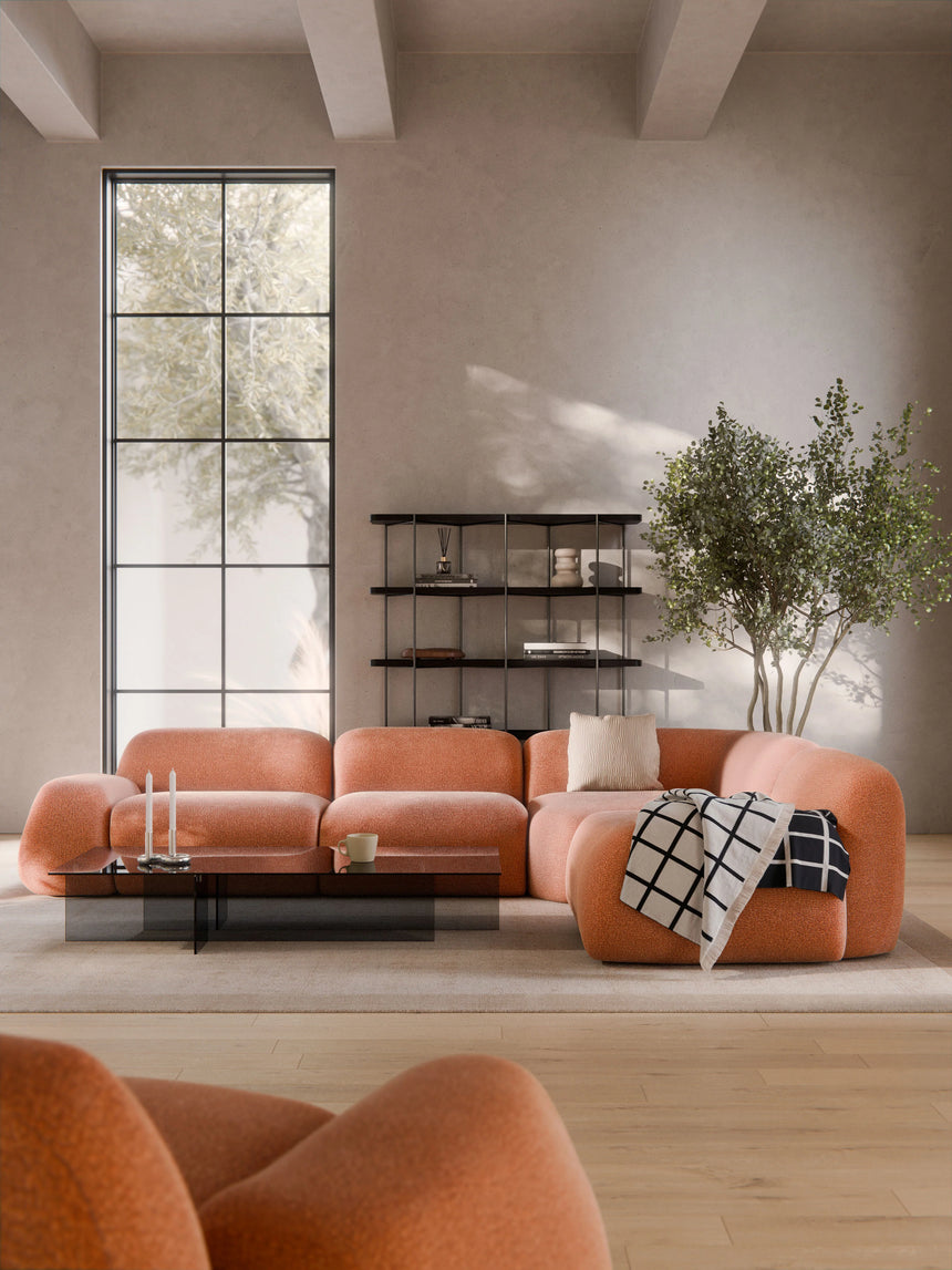 Prag Köşe Koltuk Terakota Dokuma Kadife